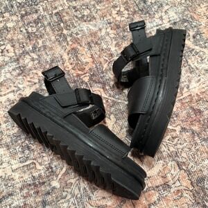 Dr. Martens Voss Leather Sandals Black Women's 5 Chunky Platform Goth